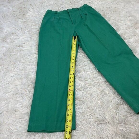 H.W Straight Leg Womens Green Vintage 70s Pleated Trouser Pants Size 14 - Picture 3 of 10